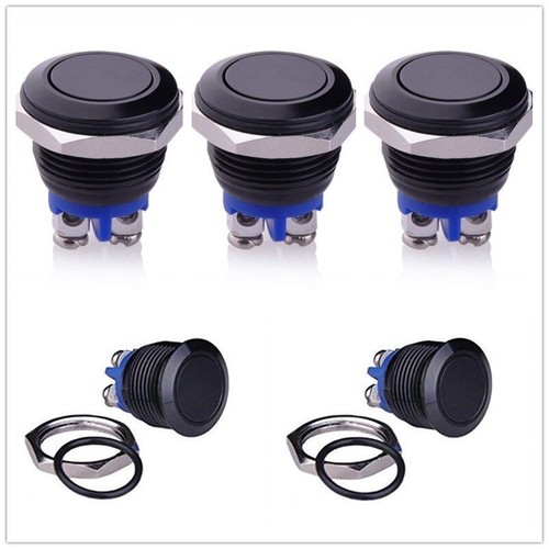 Black 16mm momentary push - 16mm,